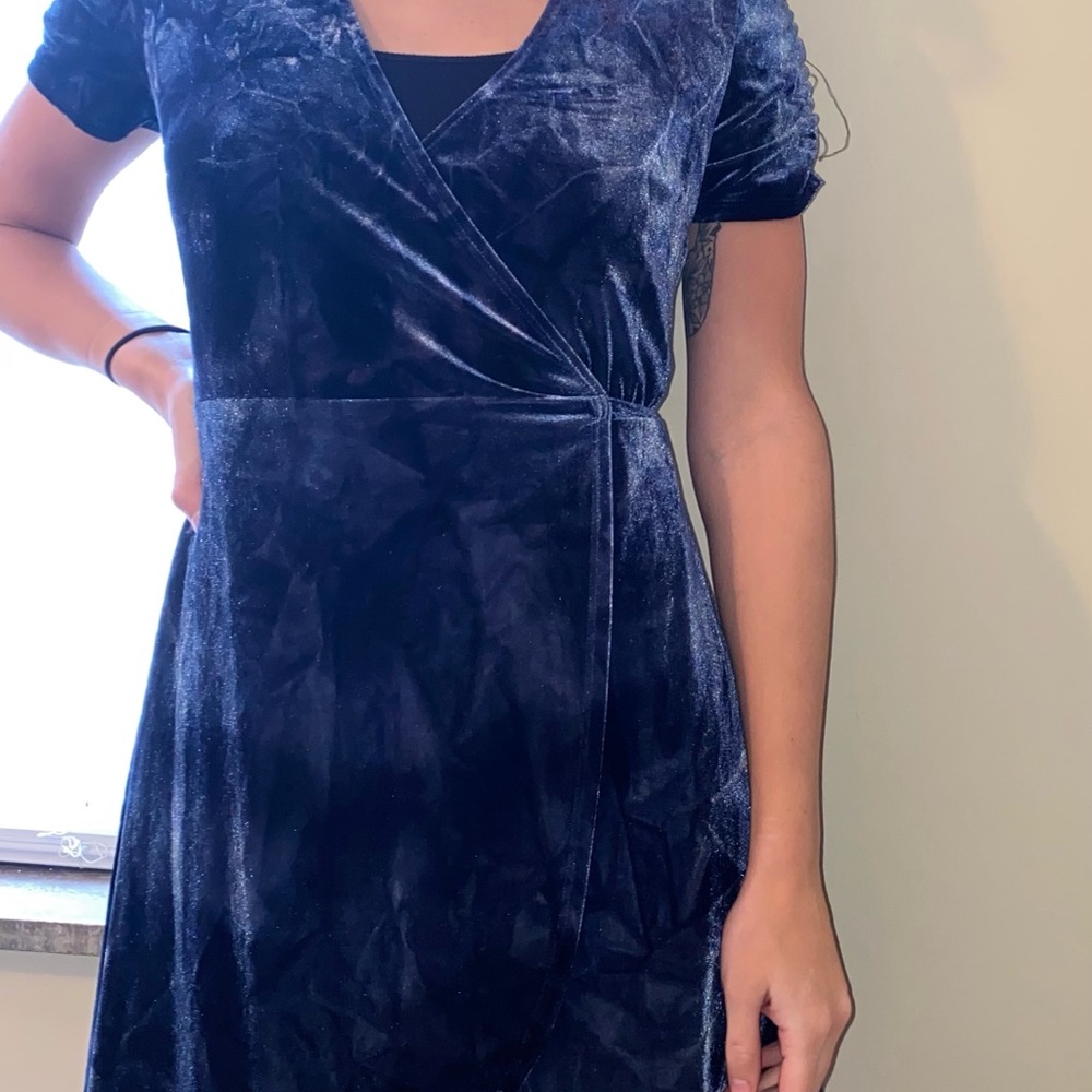Forever21 navy felt wrap dress